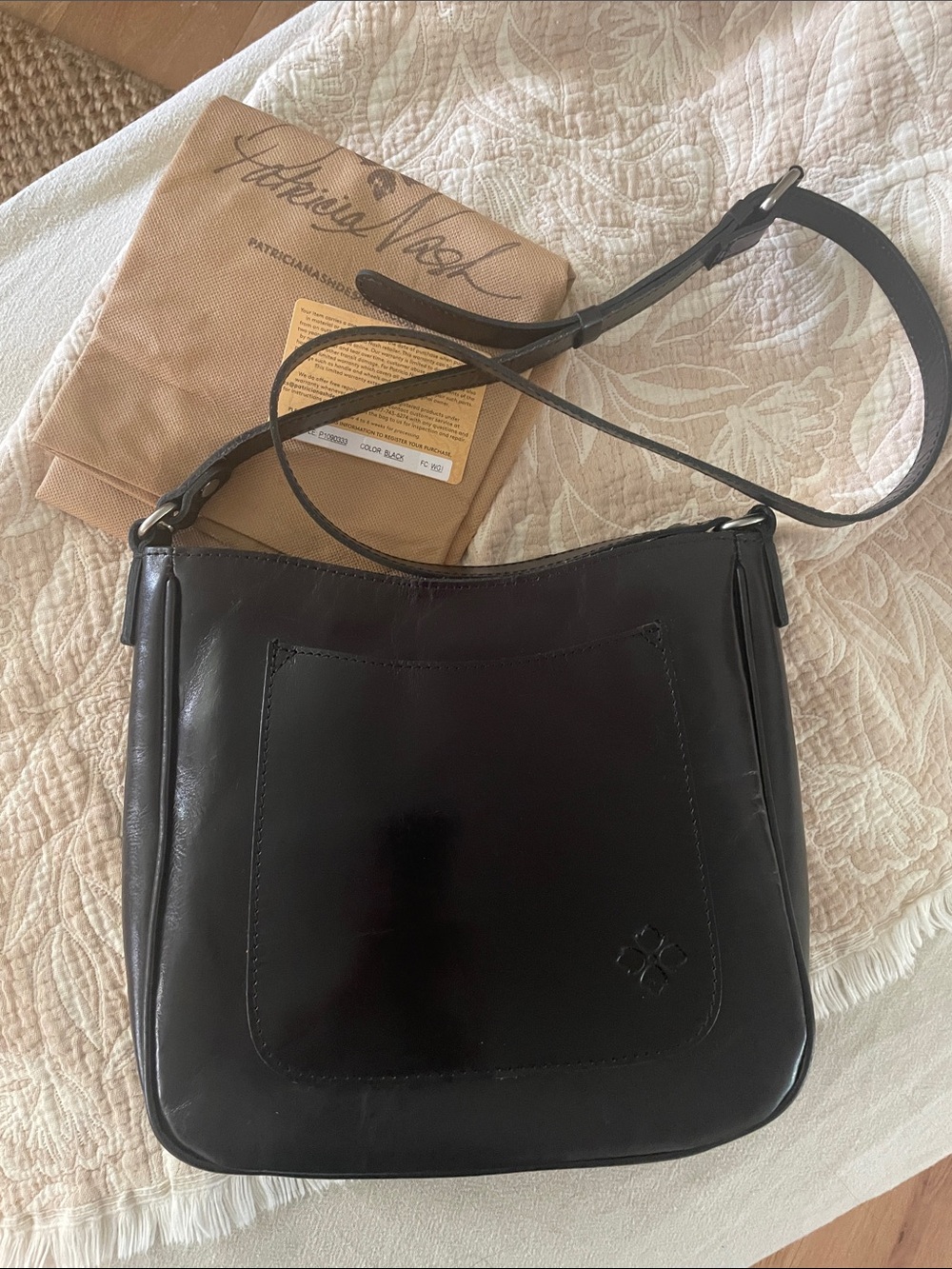Patricia Nash Black Leather Messenger Crossbody